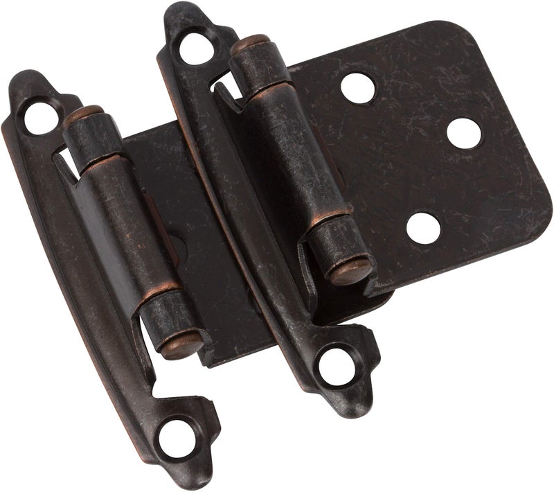 Decobasics Oil Rubbed Bronze Cabinet Hinges for Kitchen Cabinets (10 Pair -20 Pcs) -1/2" Overlay -Self Closing Cabinet Hinges Flush Mount w/Cupboard Silicon Bumpers & Upgraded Screws - Image 1